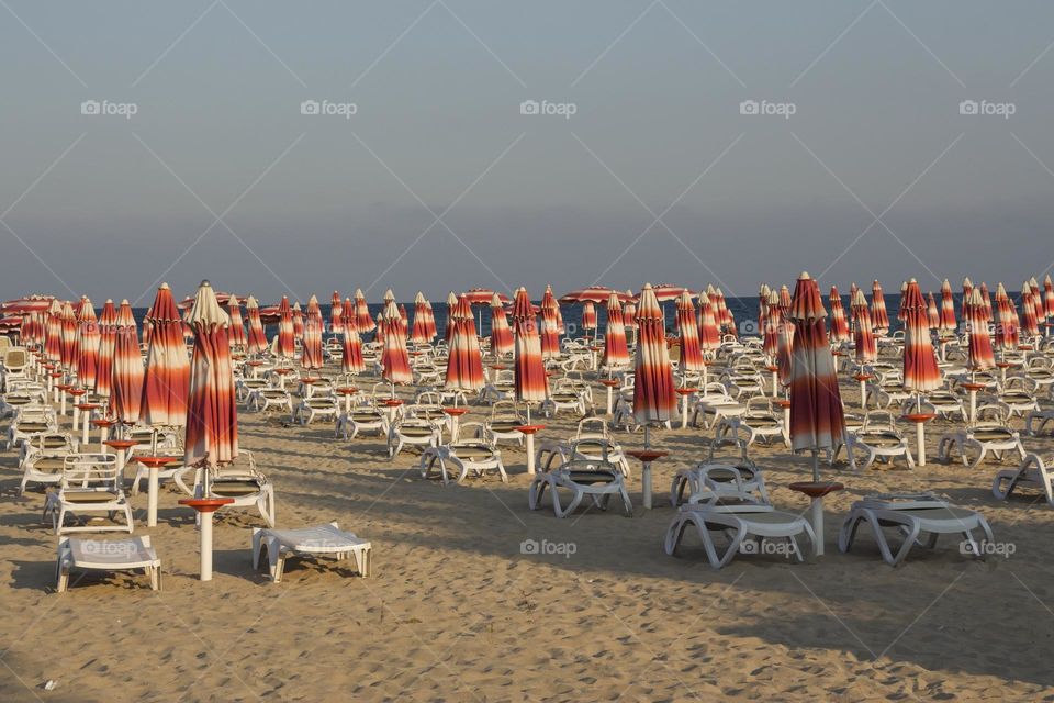 Beach in Black Sea resort Albena, Bulgaria