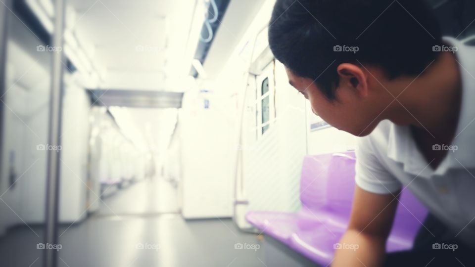man alone in subway