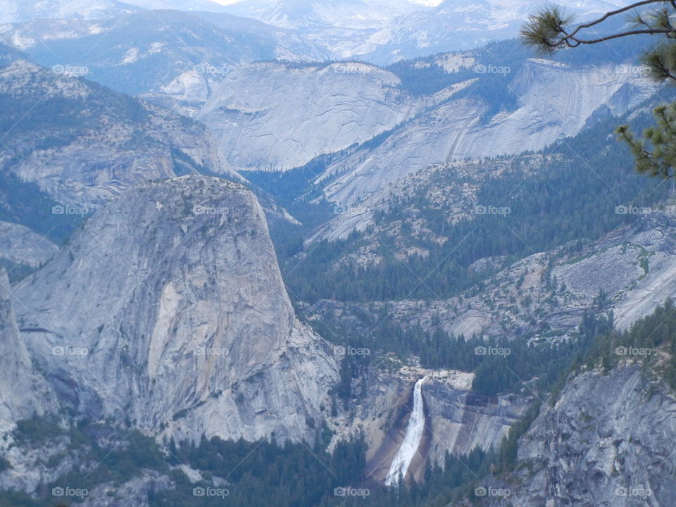 Yosemite valley and waterfall