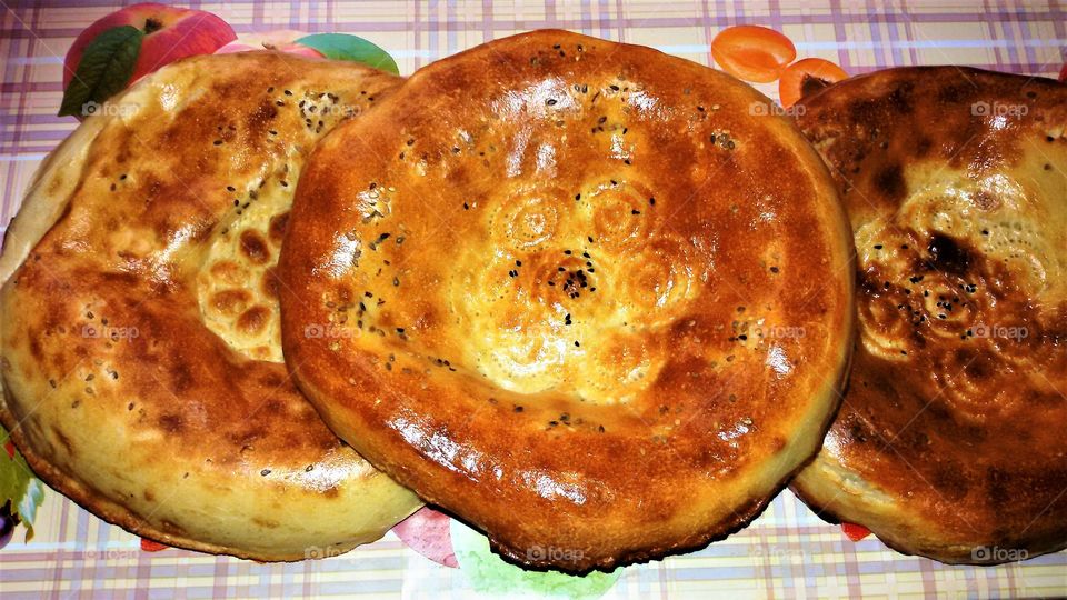 Traditional Tajik bread closeup