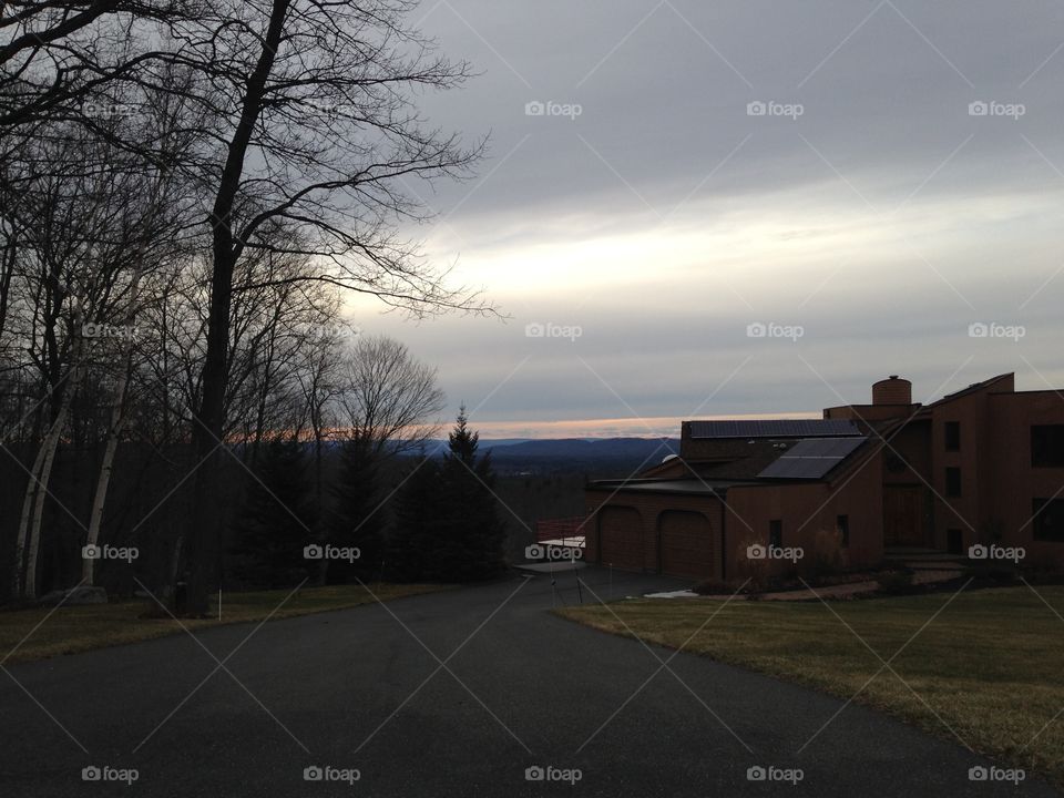 An evening mountain view on a fall walk through the neighborhood.