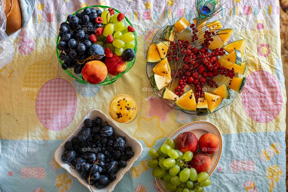 A fruit salads at the table