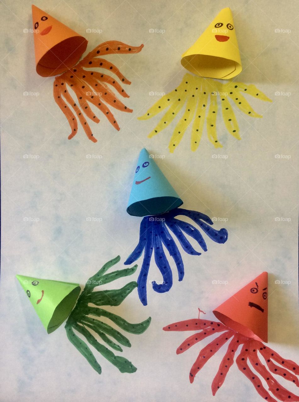 Colorful squid project with kids