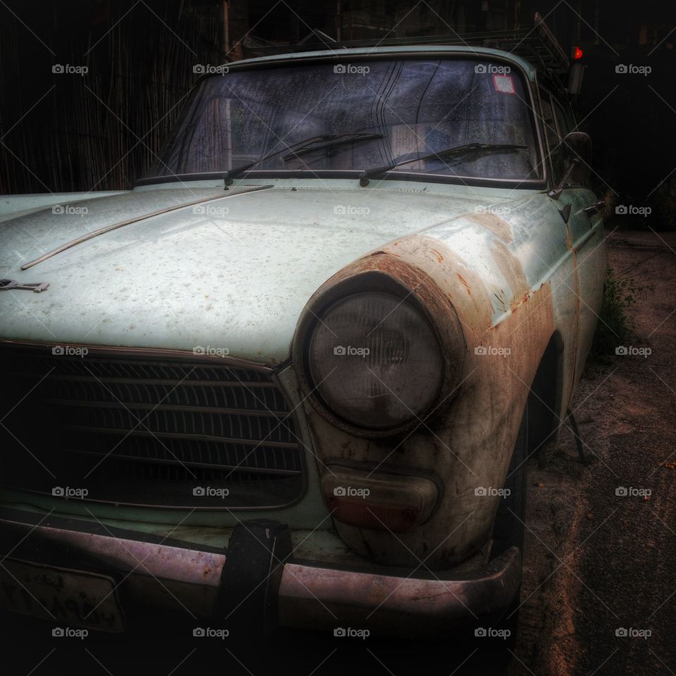 Old Car. HDR photo of an old car found in the alley way in Lebanon.