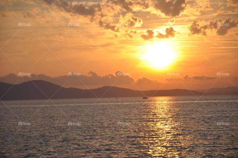 Beautiful sunset over Croatian sea