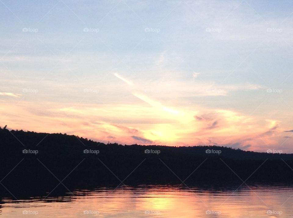 Mountain sunset river