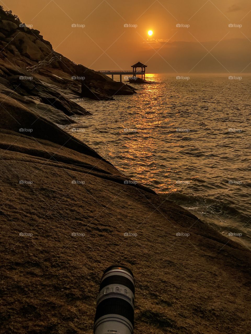 Mobile Photography, while my Canon Dslr Cam with telephoto lens on action.. captured during Sunrise Chasing at the Coast of Long chao kok coastal trail, Macau SAR..