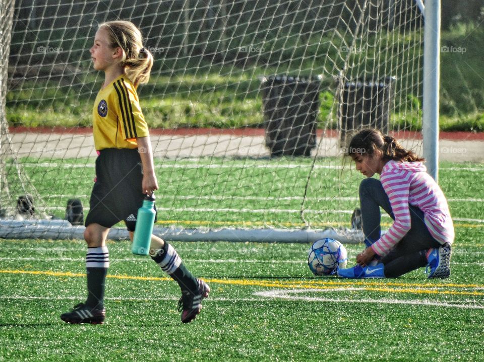 Young Girls Playing Soccer