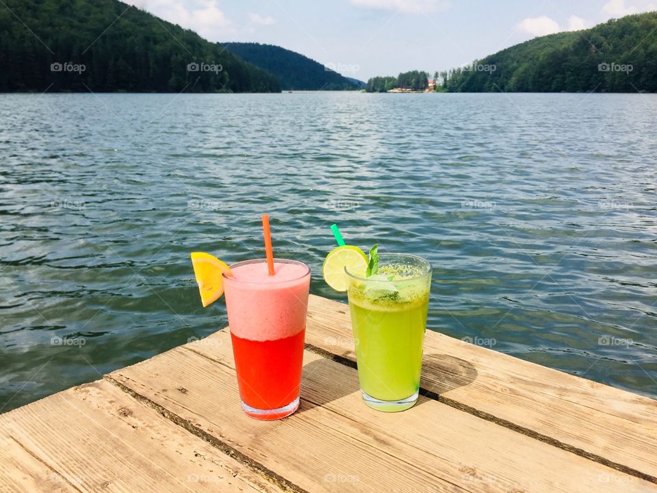 Enjoying summer drinks