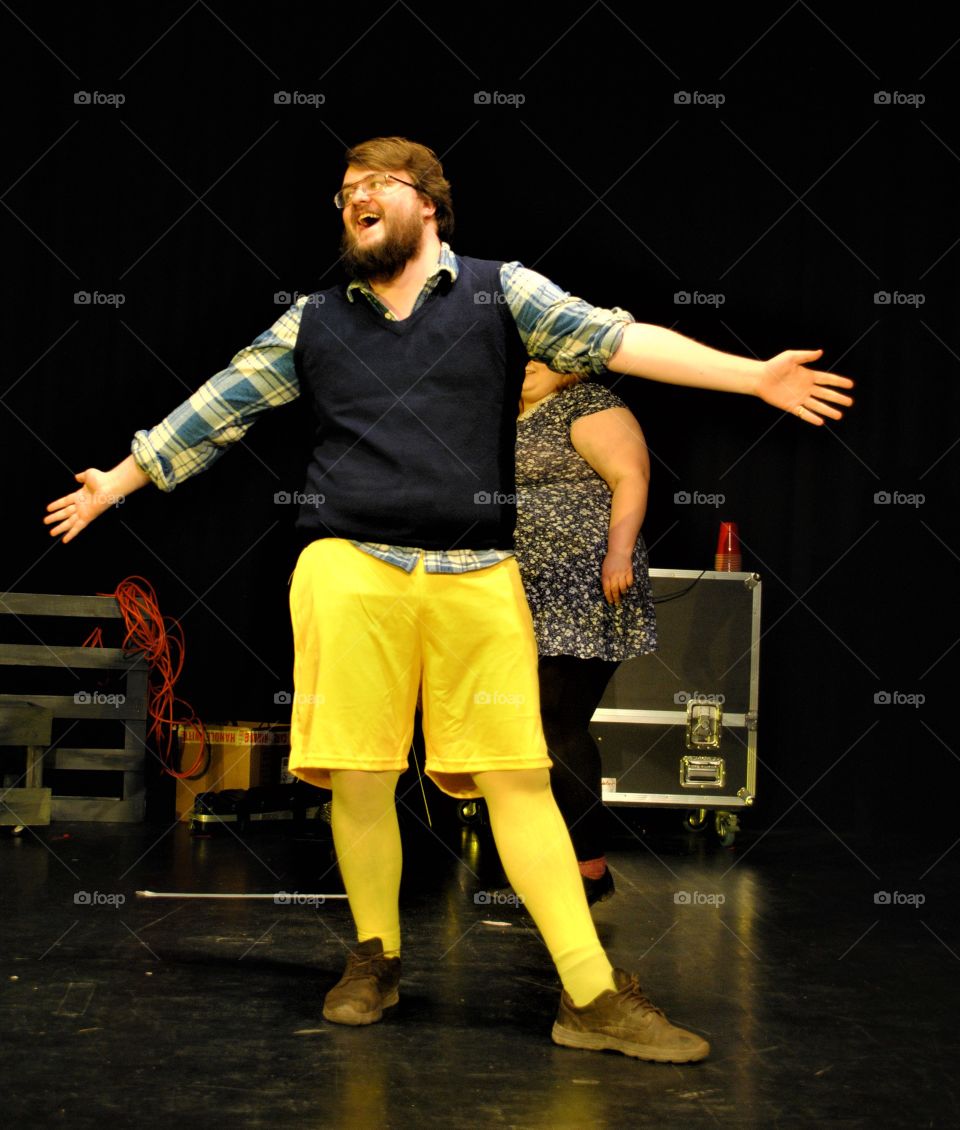 A performance of the play twelfth night, malvolio and his yellow stockings. 