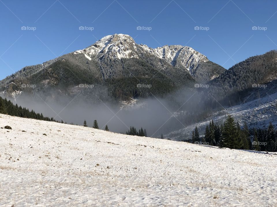 First snow in mountains 