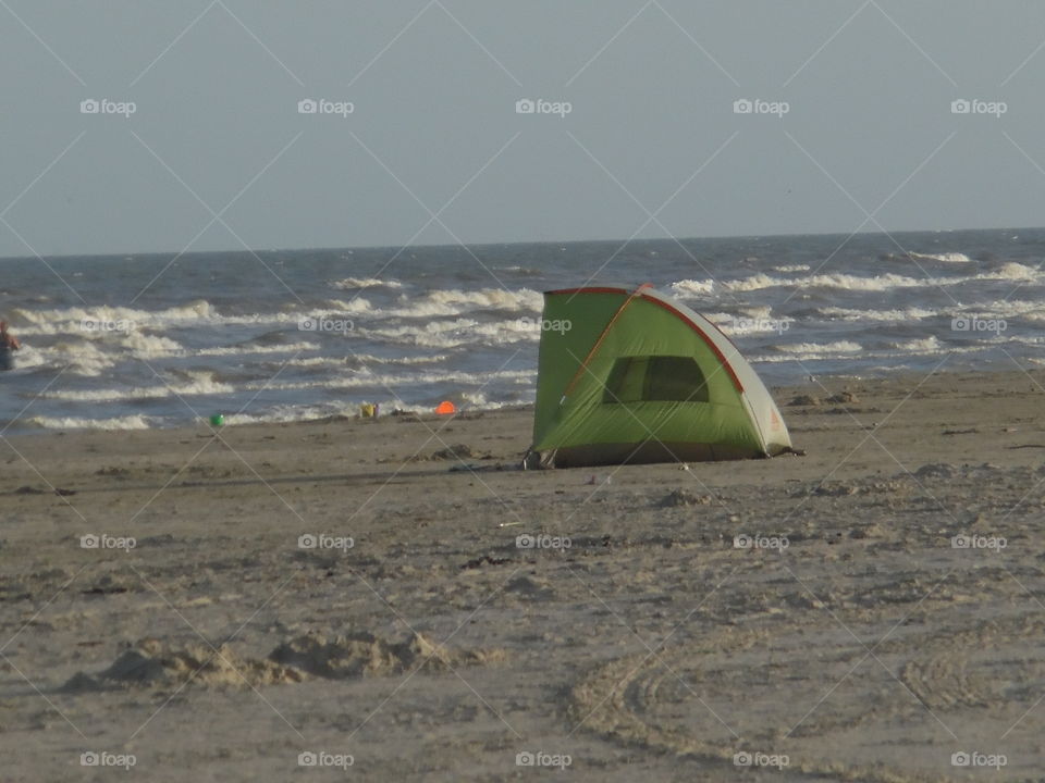 beach front property. This is a picture of a tent ⛺ that I saw while walking 🚶 🏃 🔥 💨 on the beach near port Aransas Texas.