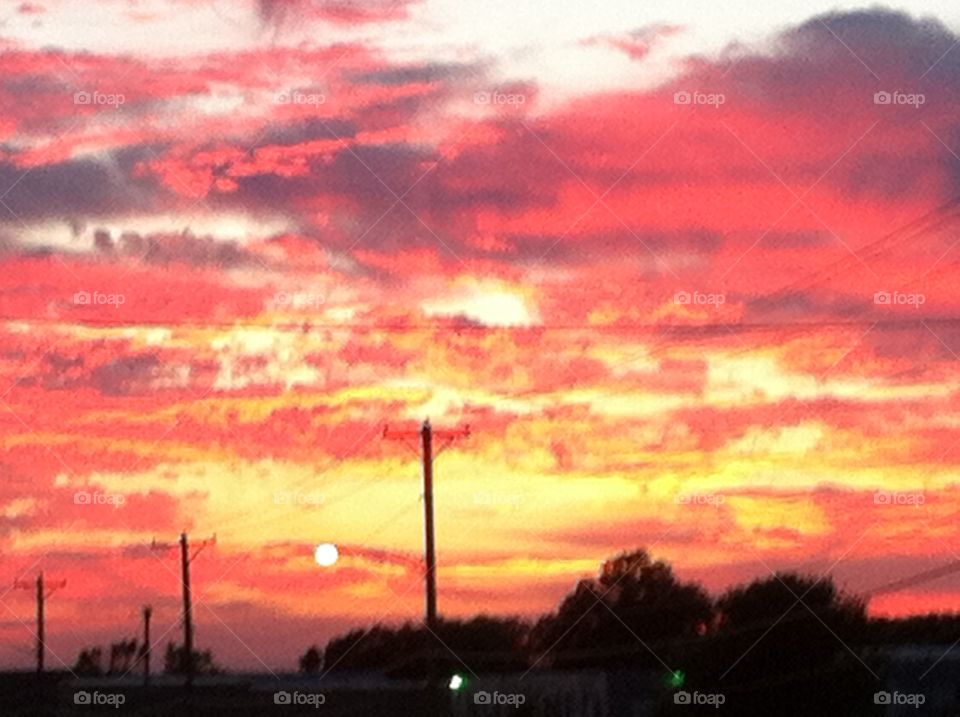Oklahoma sunset. Sunset sky in Stillwater Oklahoma.