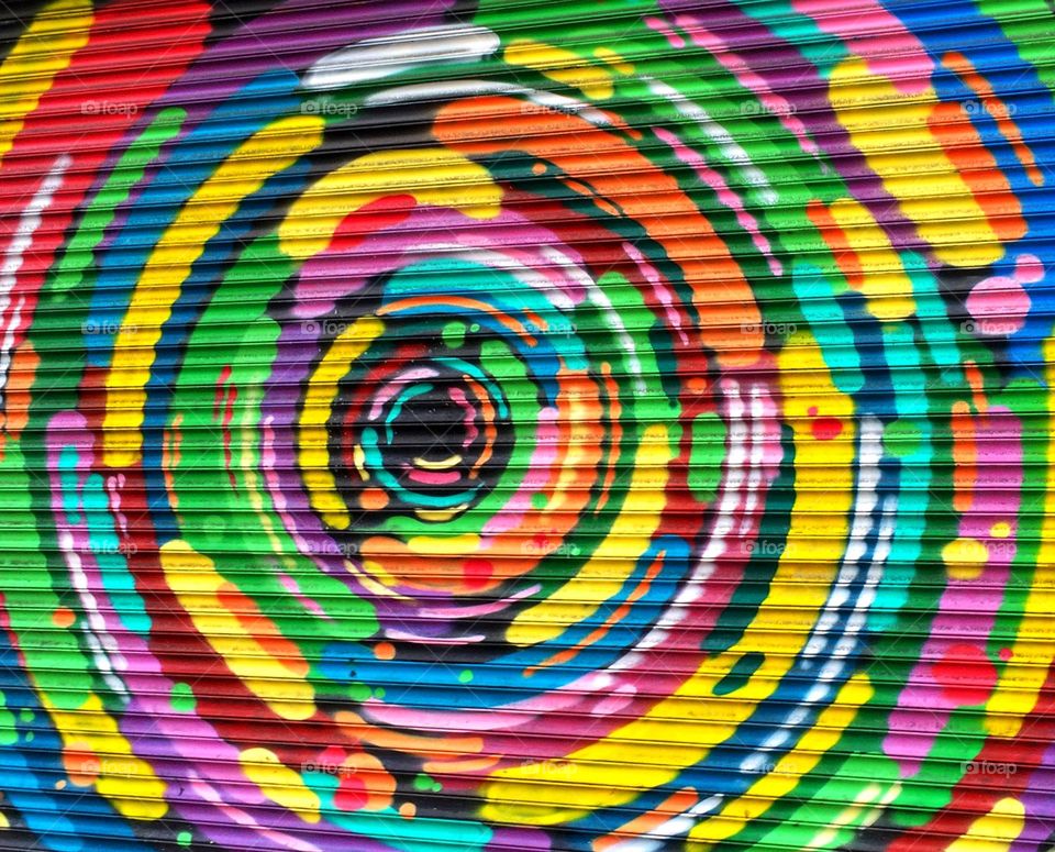 Colourful painted garage door 