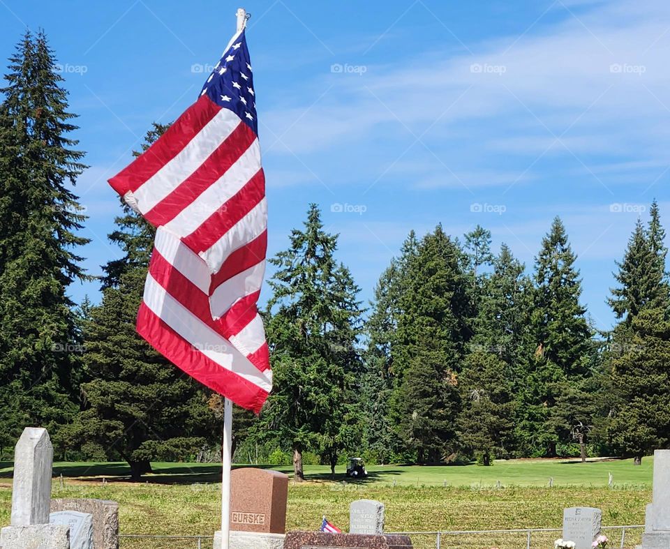 American flags at an Oregon cemetery to honor those who lost their lives in service