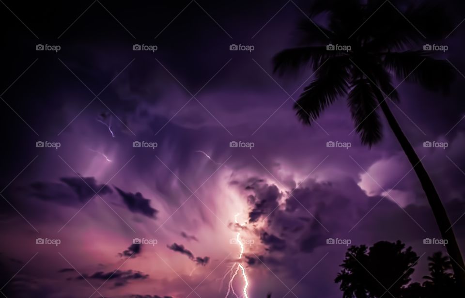 Thunderstorm with dramatic sky