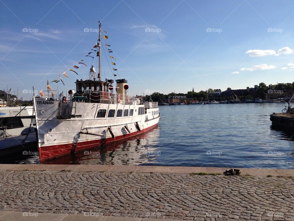 Old steam boat at Strandvägen in Stockholm
