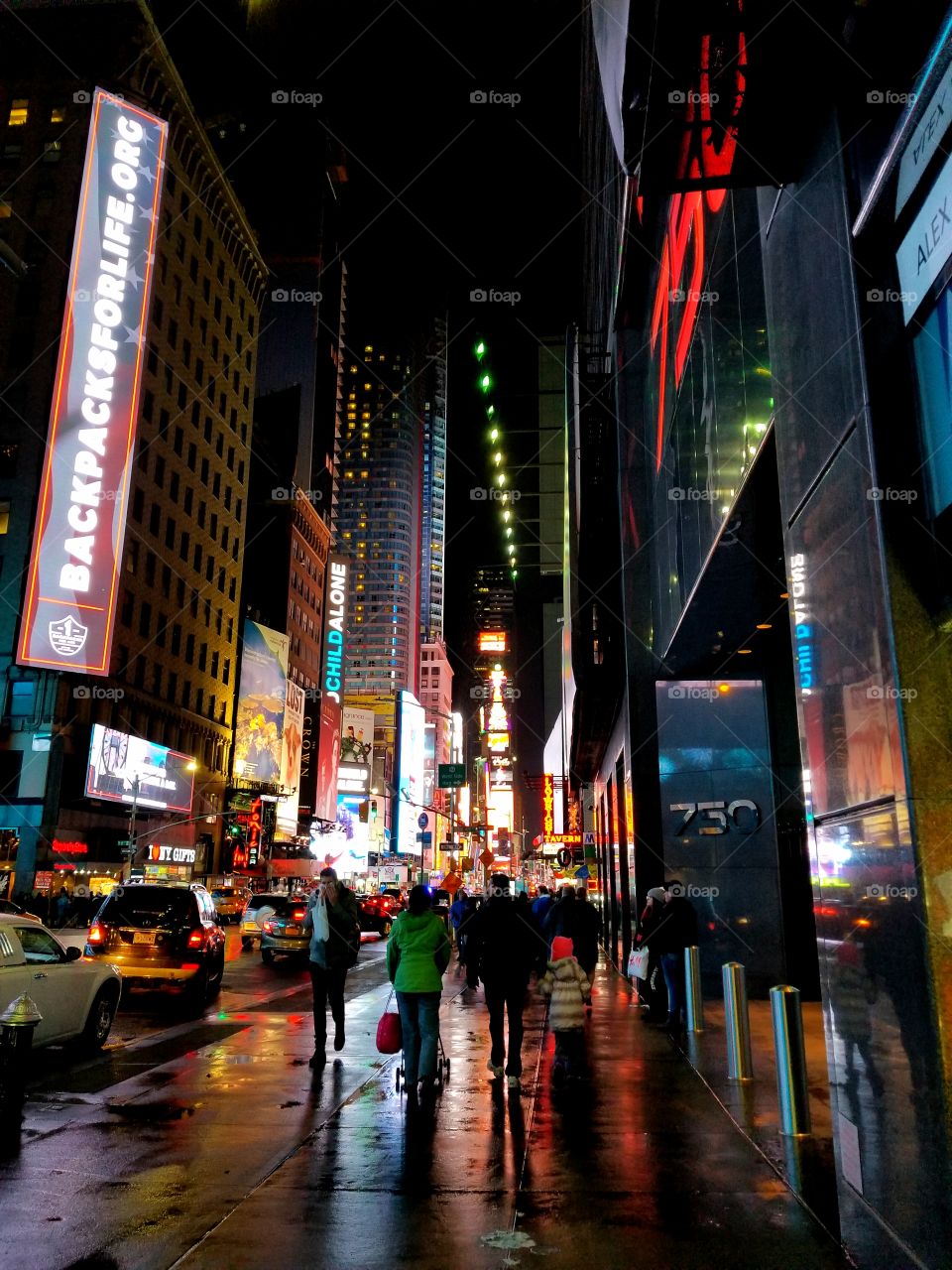 Rainy night in Time Square NYC