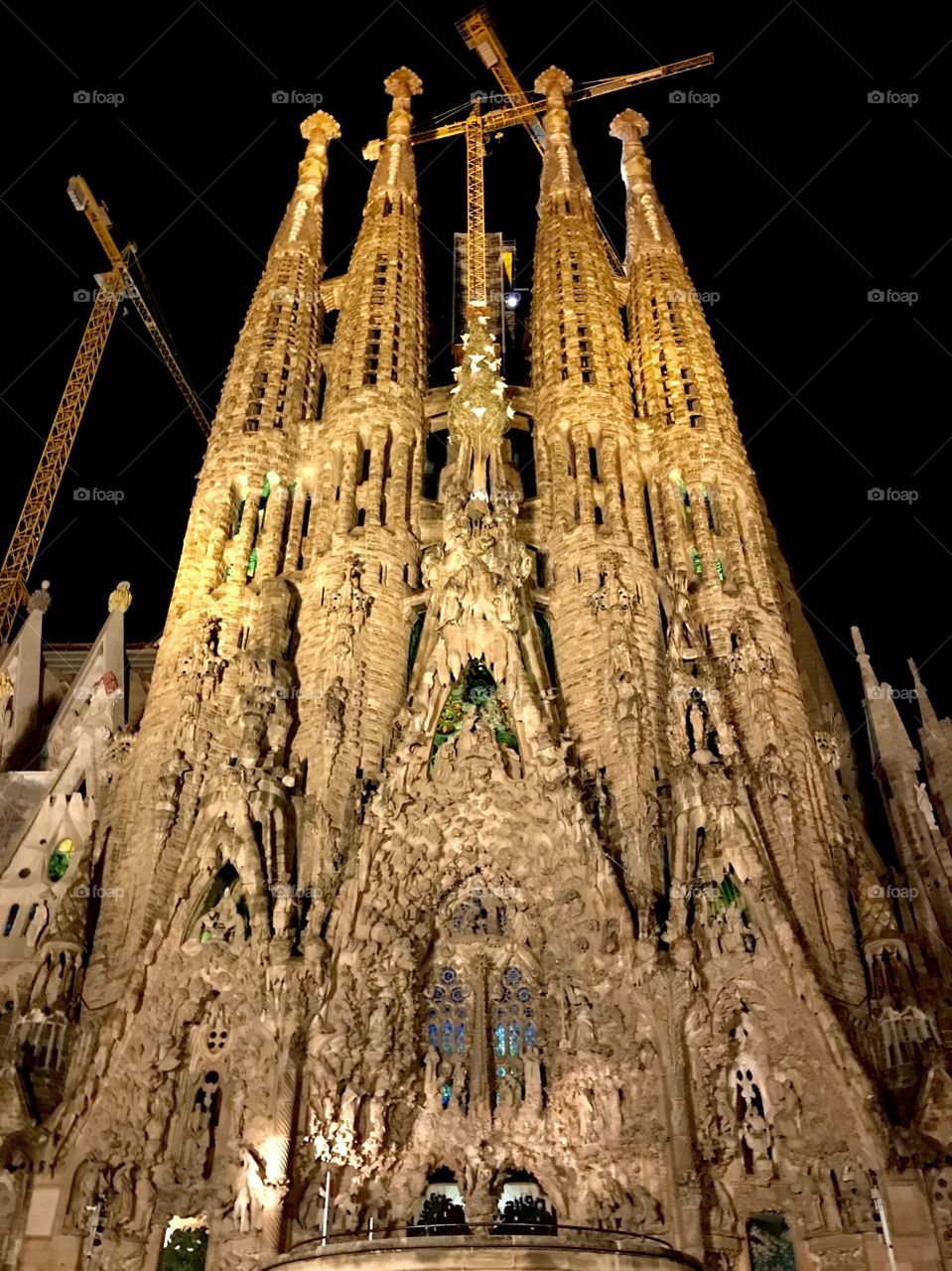 Sagrada Familia Nativity Façade at night