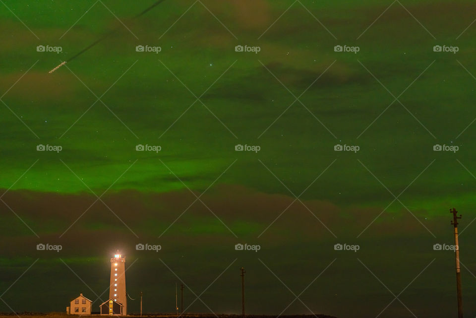 Meteor shower, shooting star and northern lights