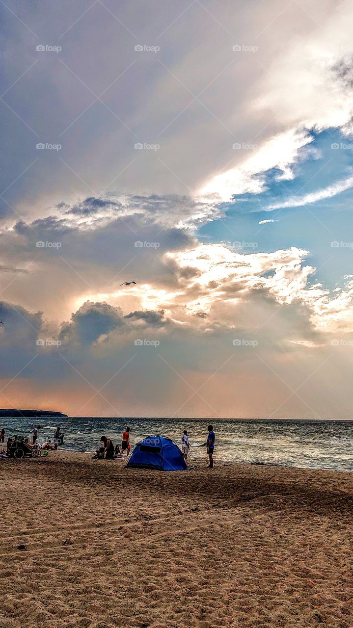 Beach, storm, sky, clouds, nature, summer