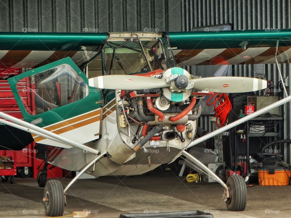 Aviation Maintenance. Light Aircraft Undergoing An Engine Overhaul
