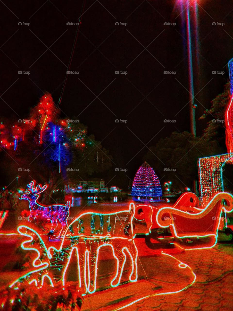 Christmas light decorations in rural Thailand.