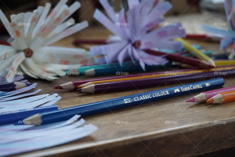 Faber-Castell pencils on a desk