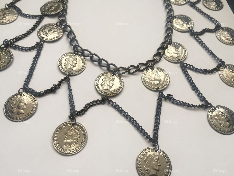 Necklace of metal coins