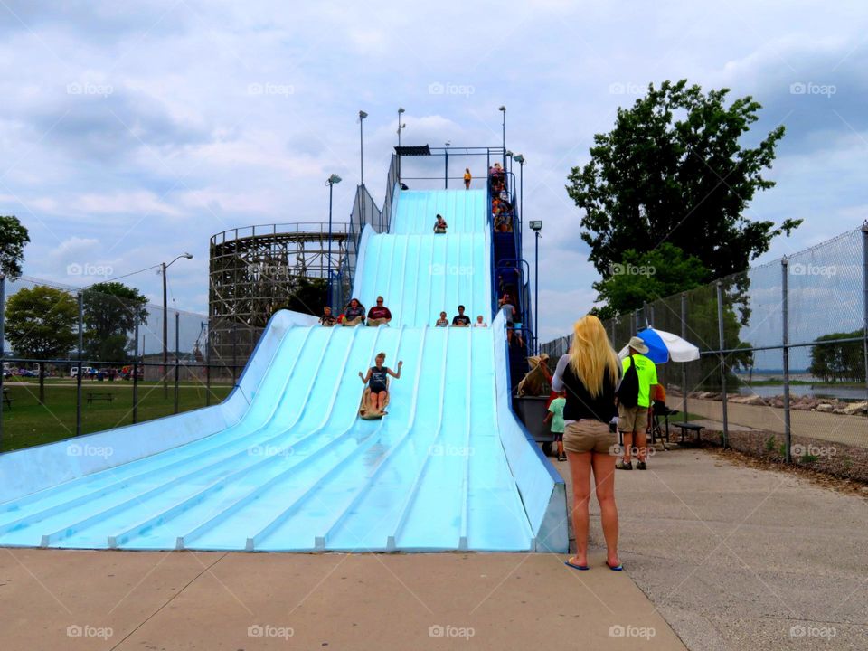 The big slide provides fun for the whole family.