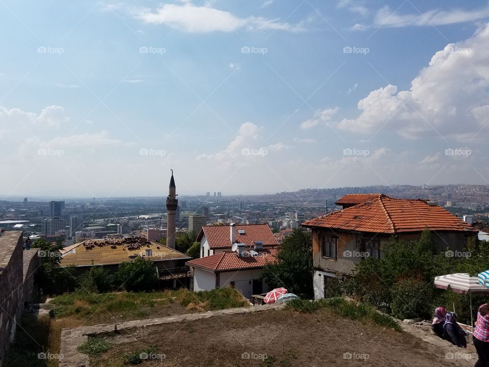 a view from the top of Ankara castle in Turkey overlooking the city