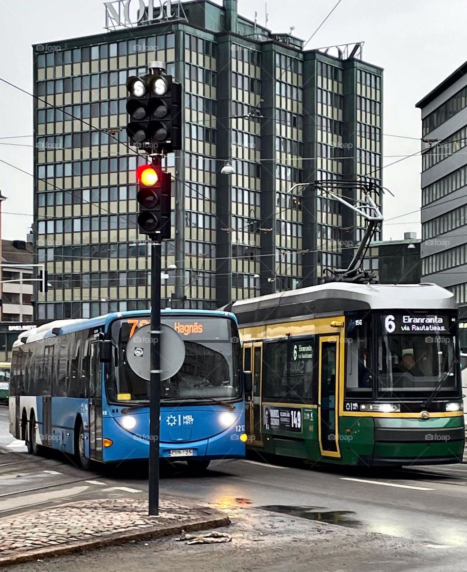 HSL public transport race at Kurvi, Helsinki, Finland.