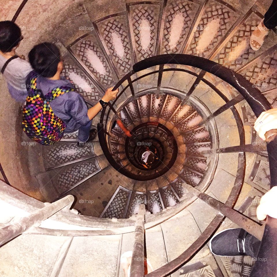 View from the top of the Arc de Triomphe stairs