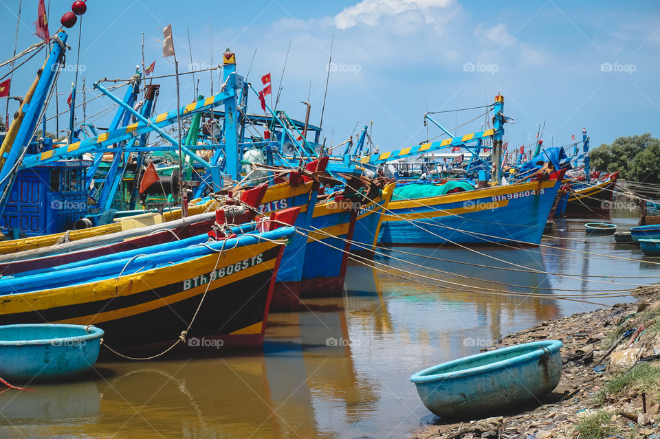 Vibrant Vietnamese fishing boats