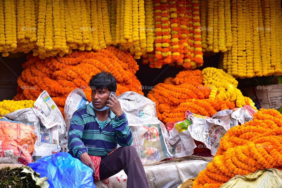 Flower seller in the market