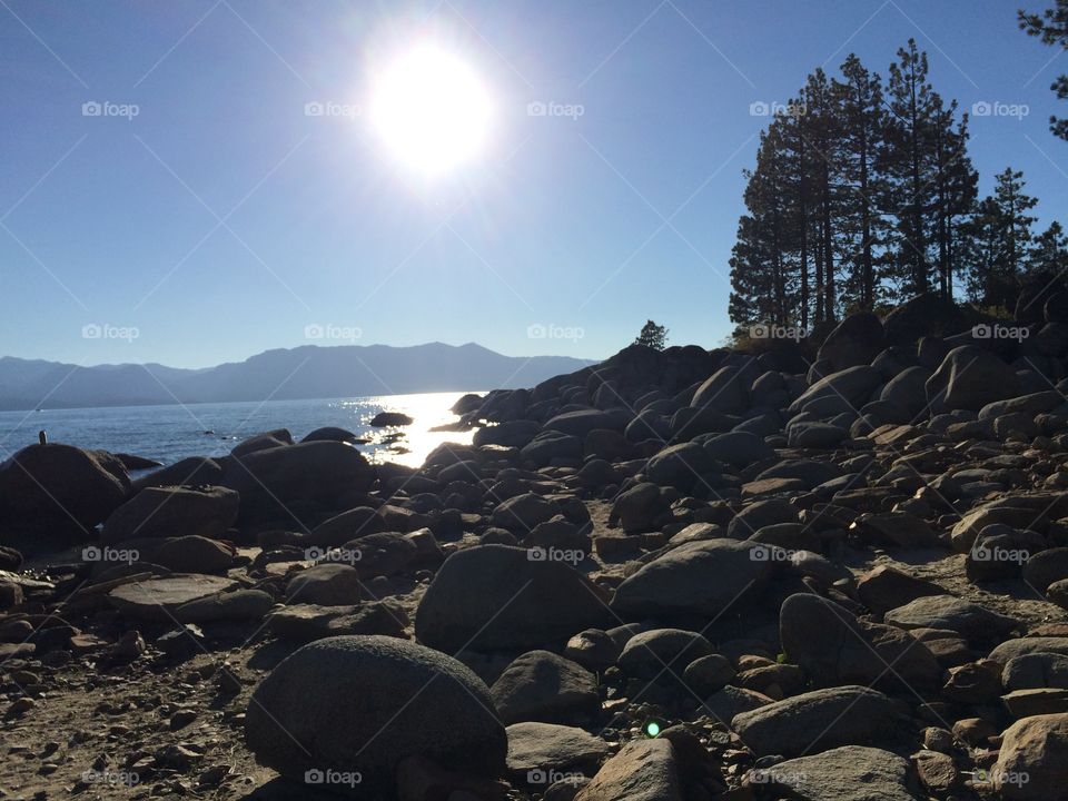 Sun reflective on lake