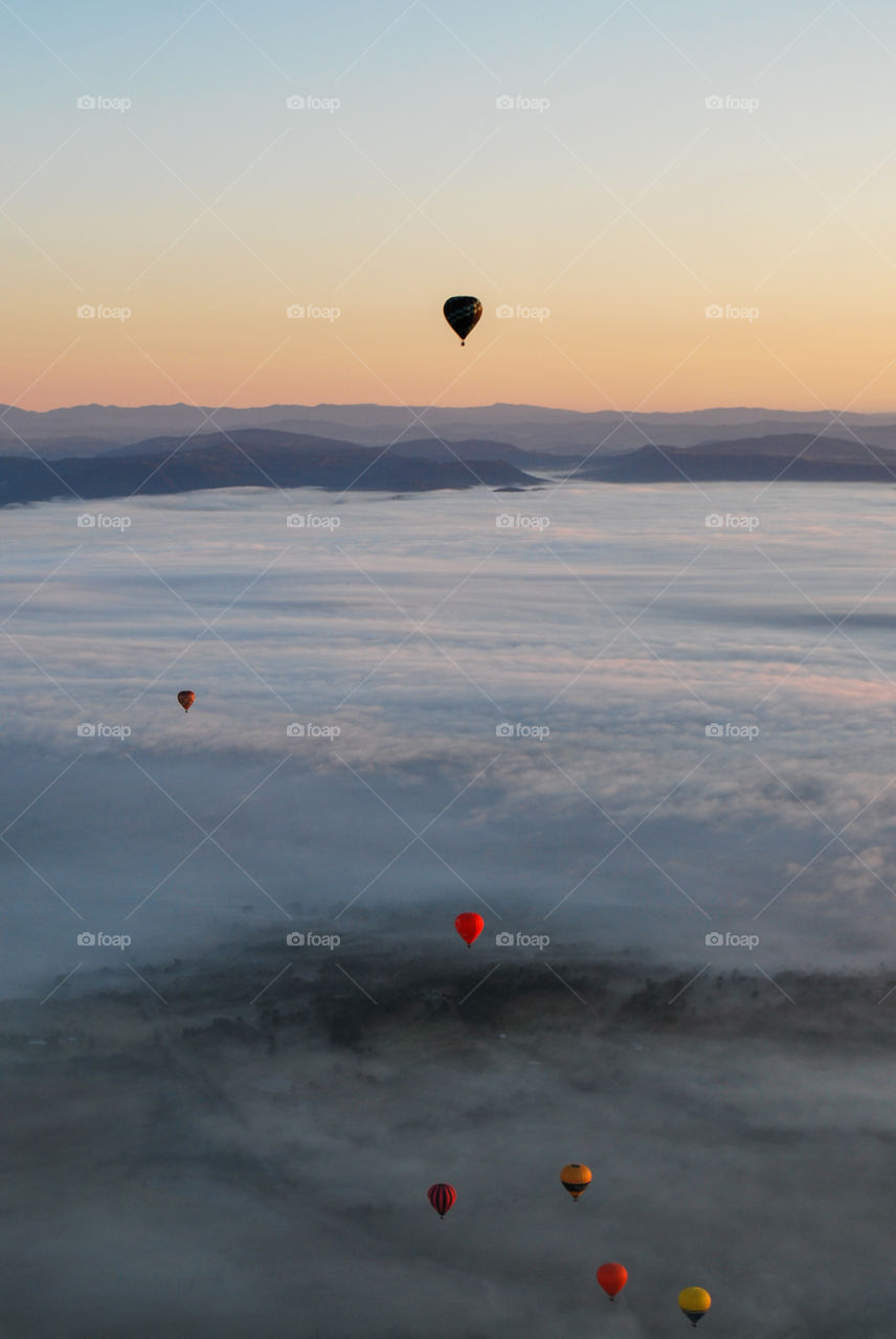Hot Air Balloons over the Hunter Valley, Australia.
