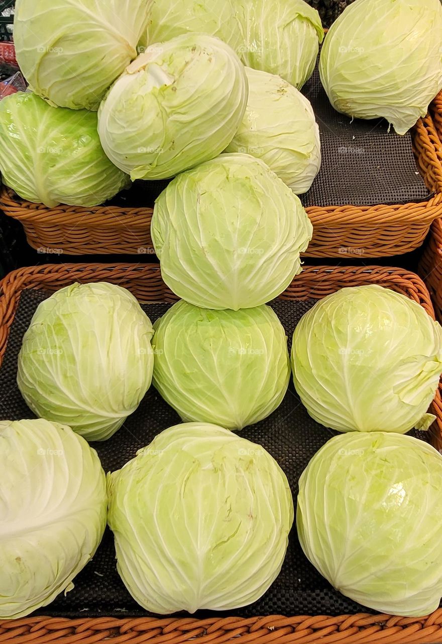 Cabbages in supermarket