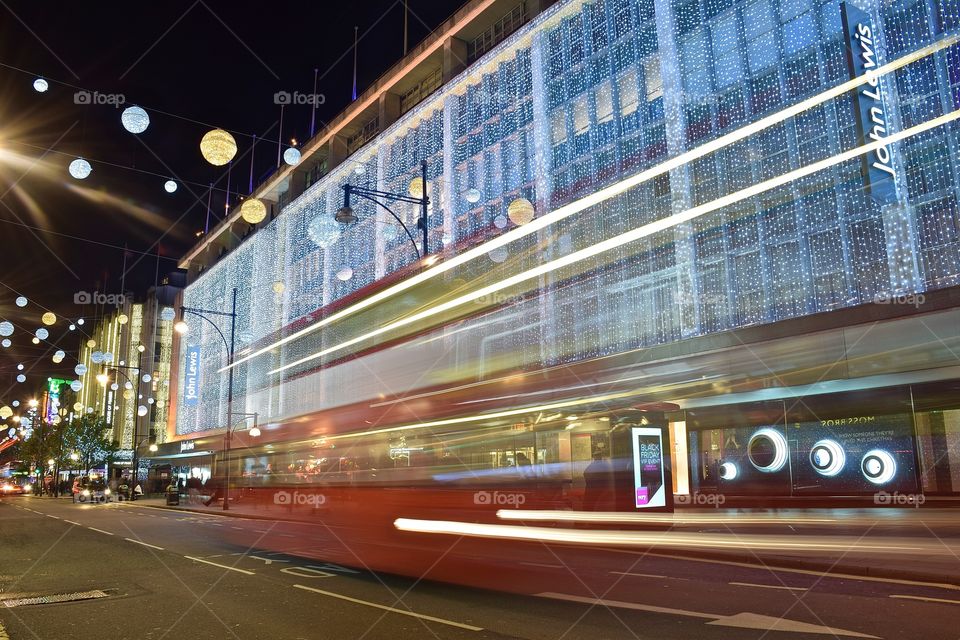 Christmas lights, Fairy lights, Lights, Speed, London at night, London, Night, Night photography, Oxford Street, Road, Street, Avenue, 