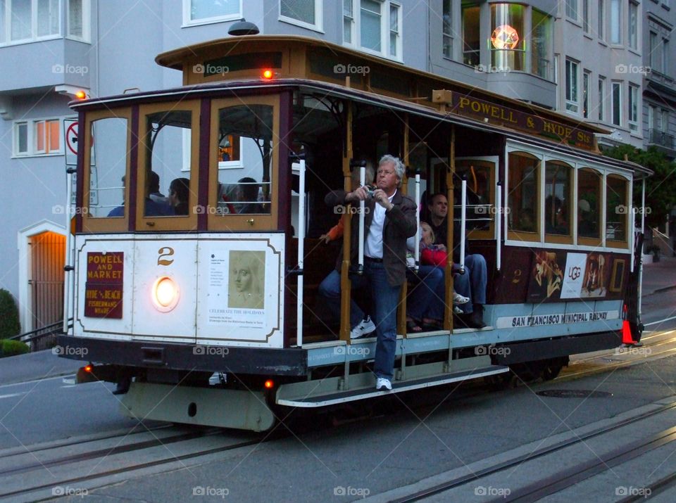 cable car view, with tourist in San Diego