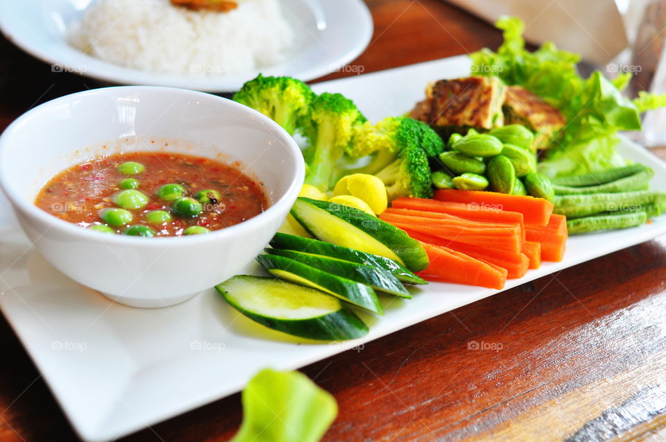 Thai vegetables with spicy sauces