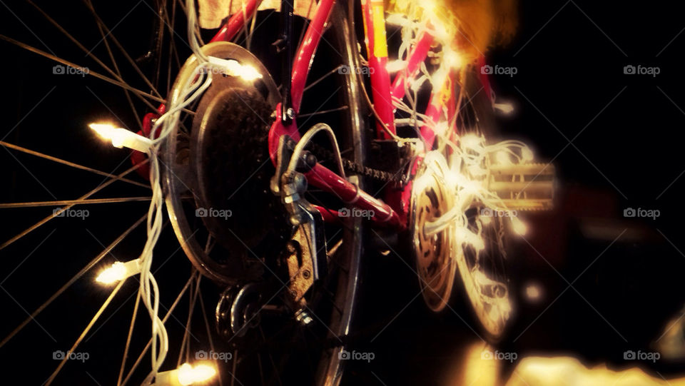 bicycle red abstract lights by boseiaiphotography
