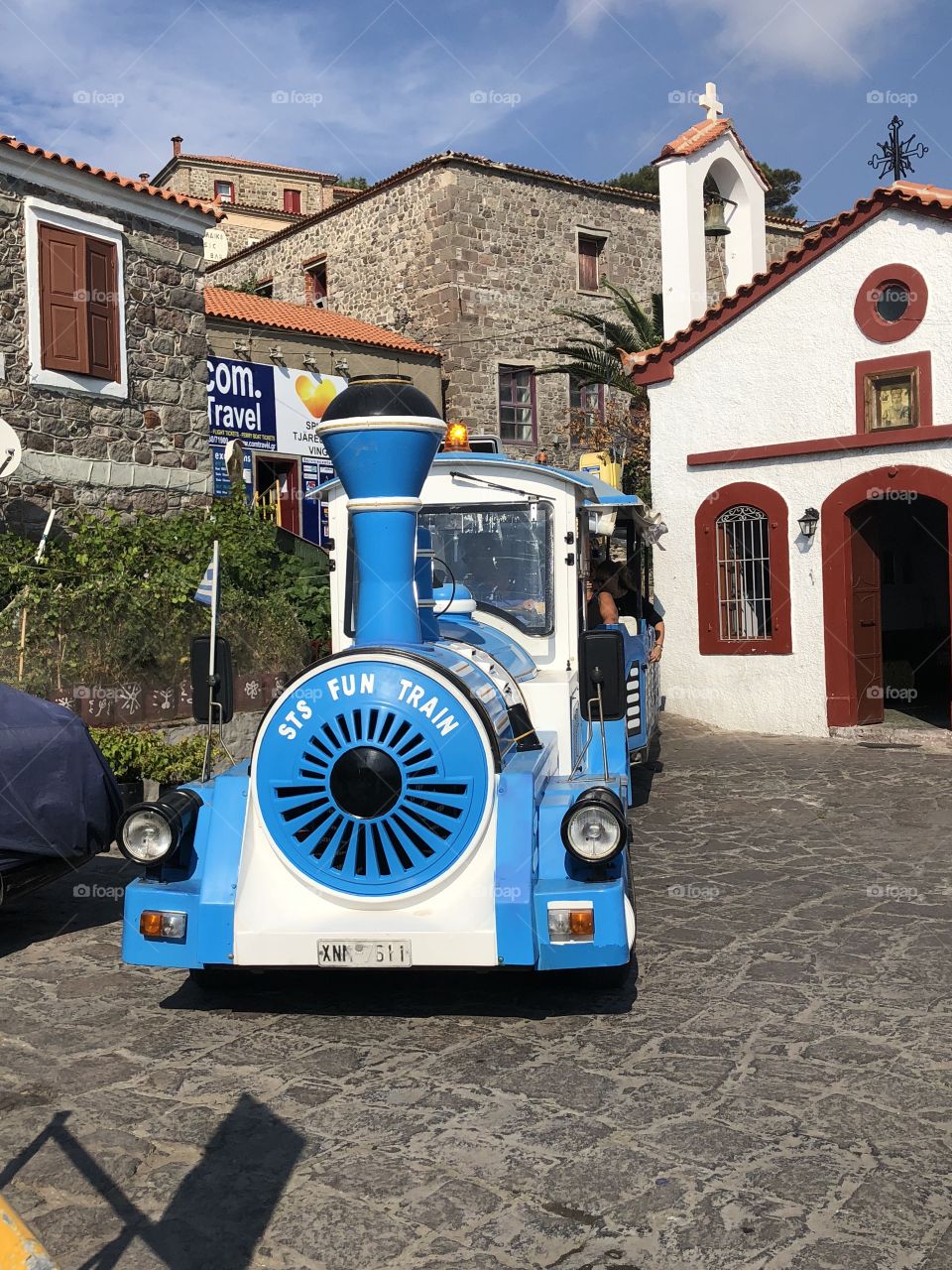 Tourist bus in Greece Island