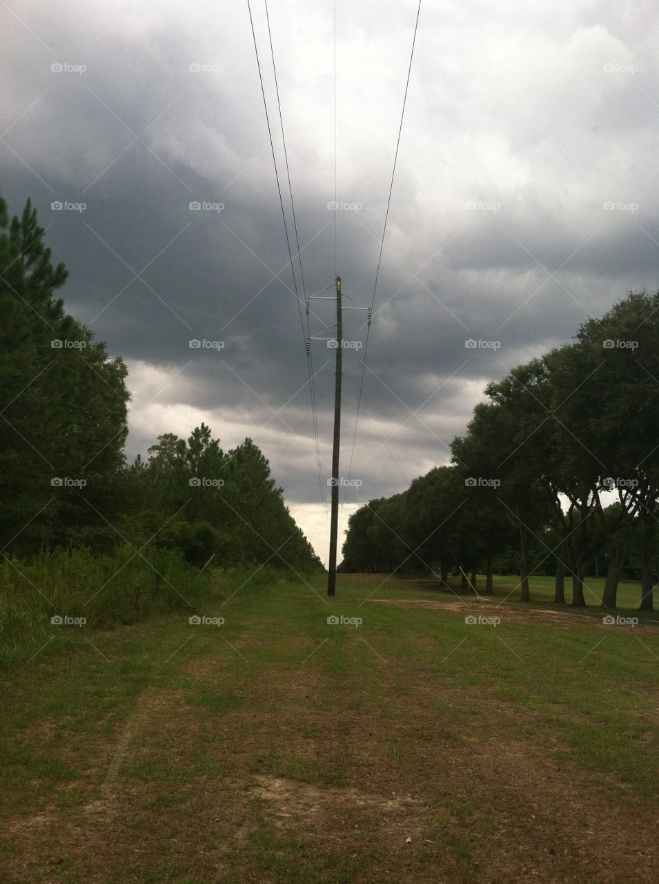 Stormy clouds over the powerlines Fairhope Alabama