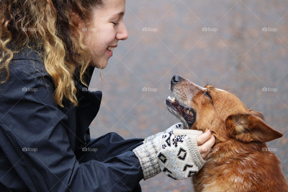 Young woman and her dog