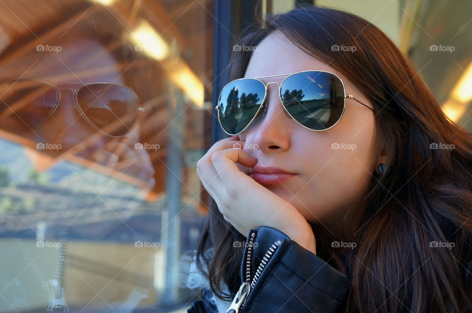 Girl thinking while traveling