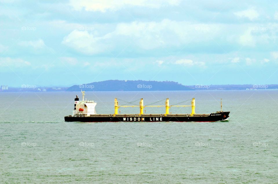 Ship passing through Malacca Straits