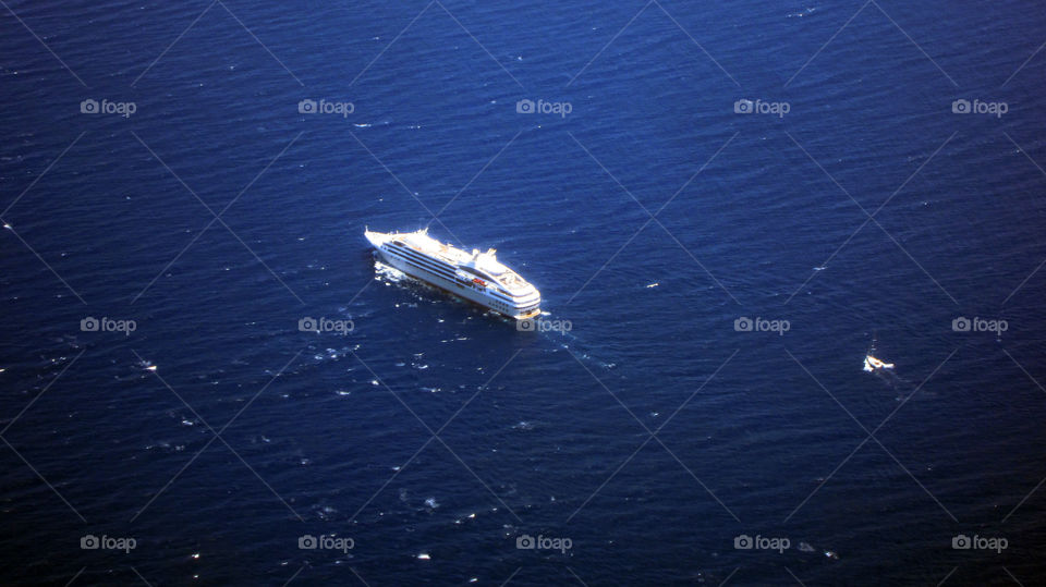 cruise ship to greek islands. aerial photo aegean sea