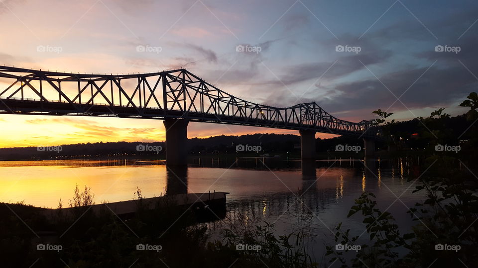 Bridge, Water, River, No Person, Sunset