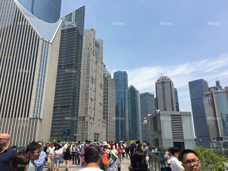 City, Group, People, Skyscraper, Building